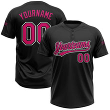 Laden Sie das Bild in den Galerie-Viewer, Uksn Individuelles Schwarz Hot Pink-Weiß Zweiknopf Unisex Softball-Trikot
