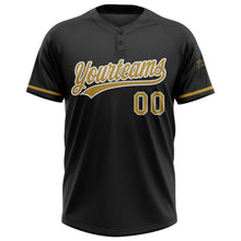 Laden Sie das Bild in den Galerie-Viewer, Uksn Individuelles Schwarz Altgold-Weiß Zweiknopf Unisex Softball-Trikot
