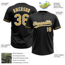 Laden Sie das Bild in den Galerie-Viewer, Uksn Individuelles Schwarz Altgold-Weiß Zweiknopf Unisex Softball-Trikot
