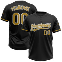 Laden Sie das Bild in den Galerie-Viewer, Uksn Individuelles Schwarz Altgold-Weiß Zweiknopf Unisex Softball-Trikot
