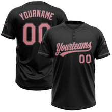 Laden Sie das Bild in den Galerie-Viewer, Uksn Individuelles Schwarz Mittelrosa-Stahlgrau Zweiknopf Unisex Softball-Trikot
