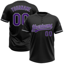 Laden Sie das Bild in den Galerie-Viewer, Uksn Individuelles Schwarz Violett-Grau Zweiknopf Unisex Softball-Trikot

