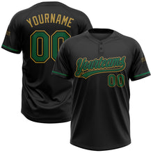 Laden Sie das Bild in den Galerie-Viewer, Uksn Individuelles Schwarz Kelly-Grün-Altgold Zweiknopf Unisex Softball-Trikot
