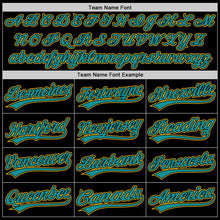 Laden Sie das Bild in den Galerie-Viewer, Uksn Individuelles Schwarz Petrol-Gelb Zweiknopf Unisex Softball-Trikot
