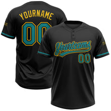 Laden Sie das Bild in den Galerie-Viewer, Uksn Individuelles Schwarz Petrol-Gelb Zweiknopf Unisex Softball-Trikot
