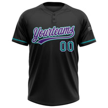 Laden Sie das Bild in den Galerie-Viewer, Uksn Individuelles Schwarz Petrol-Violett Zweiknopf Unisex Softball-Trikot

