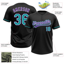 Laden Sie das Bild in den Galerie-Viewer, Uksn Individuelles Schwarz Petrol-Violett Zweiknopf Unisex Softball-Trikot
