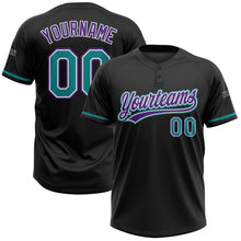 Laden Sie das Bild in den Galerie-Viewer, Uksn Individuelles Schwarz Petrol-Violett Zweiknopf Unisex Softball-Trikot
