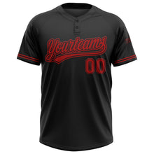 Laden Sie das Bild in den Galerie-Viewer, Uksn Individuelles Schwarz Rot Zweiknopf Unisex Softball-Trikot
