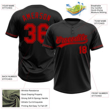 Laden Sie das Bild in den Galerie-Viewer, Uksn Individuelles Schwarz Rot Zweiknopf Unisex Softball-Trikot
