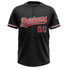 Laden Sie das Bild in den Galerie-Viewer, Uksn Individuelles Schwarz Rot-Weiß Zweiknopf Unisex Softball-Trikot
