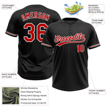 Laden Sie das Bild in den Galerie-Viewer, Uksn Individuelles Schwarz Rot-Weiß Zweiknopf Unisex Softball-Trikot
