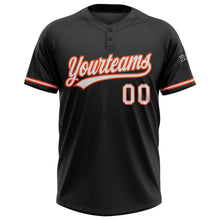 Laden Sie das Bild in den Galerie-Viewer, Uksn Individuelles Schwarz Weiß-Orange Zweiknopf Unisex Softball-Trikot
