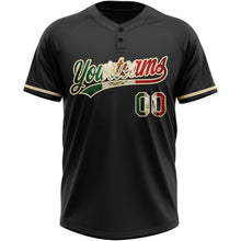 Laden Sie das Bild in den Galerie-Viewer, Uksn Individuelles Schwarz Vintage mexikanische Flagge-City-Creme Zweiknopf Unisex Softball-Trikot
