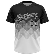 Laden Sie das Bild in den Galerie-Viewer, Uksn Individuelles Schwarz Weiß 3D-Farbverlauf-Quadratform Zweiknopf Unisex Softball-Trikot
