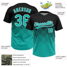 Laden Sie das Bild in den Galerie-Viewer, Uksn Individuelles Schwarz Aqua-Weiß 3D-Farbverlauf-Quadratform Zweiknopf Unisex Softball-Trikot
