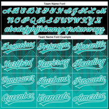 Laden Sie das Bild in den Galerie-Viewer, Uksn Individuelles Schwarz Aqua-Weiß 3D-Farbverlauf-Quadratform Zweiknopf Unisex Softball-Trikot
