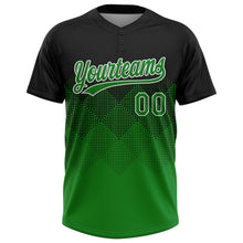 Laden Sie das Bild in den Galerie-Viewer, Uksn Individuelles Schwarz Grasgrün-Weiß 3D-Farbverlauf-Quadratform Zweiknopf Unisex Softball-Trikot
