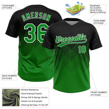 Laden Sie das Bild in den Galerie-Viewer, Uksn Individuelles Schwarz Grasgrün-Weiß 3D-Farbverlauf-Quadratform Zweiknopf Unisex Softball-Trikot
