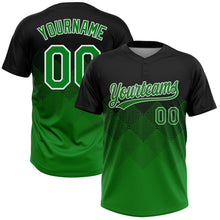 Laden Sie das Bild in den Galerie-Viewer, Uksn Individuelles Schwarz Grasgrün-Weiß 3D-Farbverlauf-Quadratform Zweiknopf Unisex Softball-Trikot
