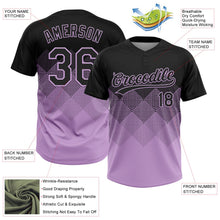 Laden Sie das Bild in den Galerie-Viewer, Uksn Individuelles Schwarz Hellviolett 3D-Farbverlauf-Quadratform Zweiknopf Unisex Softball-Trikot

