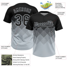 Laden Sie das Bild in den Galerie-Viewer, Uksn Individuelles Schwarz Silber 3D-Farbverlauf-Quadratform Zweiknopf Unisex Softball-Trikot

