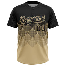 Laden Sie das Bild in den Galerie-Viewer, Uksn Individuelles Schwarz Vegas-Gold 3D-Farbverlauf-Quadratform Zweiknopf Unisex Softball-Trikot
