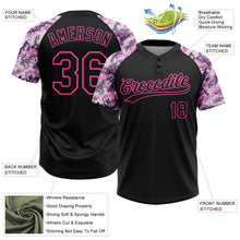 Laden Sie das Bild in den Galerie-Viewer, Uksn Individuelles Schwarz Pink Muster Ehrung des Dienstes Camouflage Raglanärmel Zweiknopf Unisex Softball-Trikot
