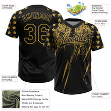 Laden Sie das Bild in den Galerie-Viewer, Uksn Individuelles Schwarz Altgold Used-Look Kratzer Pinselstrich Stern Raglanärmel Zweiknopf Unisex Softball-Trikot
