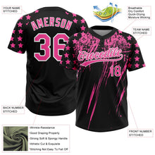 Laden Sie das Bild in den Galerie-Viewer, Uksn Individuelles Schwarz Pink-Weiß Used-Look Kratzer Pinselstrich Stern Raglanärmel Zweiknopf Unisex Softball-Trikot
