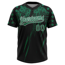 Laden Sie das Bild in den Galerie-Viewer, Uksn Individuelles Schwarz Kelly-Grün-Weiß Used-Look Kratzer Pinselstrich Stern Raglanärmel Zweiknopf Unisex Softball-Trikot
