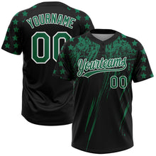 Laden Sie das Bild in den Galerie-Viewer, Uksn Individuelles Schwarz Kelly-Grün-Weiß Used-Look Kratzer Pinselstrich Stern Raglanärmel Zweiknopf Unisex Softball-Trikot
