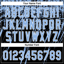 Laden Sie das Bild in den Galerie-Viewer, Uksn Individuelles Schwarz Hellblau-Weiß Used-Look Kratzer Pinselstrich Stern Raglanärmel Zweiknopf Unisex Softball-Trikot
