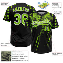 Laden Sie das Bild in den Galerie-Viewer, Uksn Individuelles Schwarz Neongrün-Weiß Used-Look Kratzer Pinselstrich Stern Raglanärmel Zweiknopf Unisex Softball-Trikot
