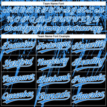 Laden Sie das Bild in den Galerie-Viewer, Uksn Individuelles Schwarz Elektrisch Blau-Weiß Used-Look Kratzer Pinselstrich Stern Raglanärmel Zweiknopf Unisex Softball-Trikot
