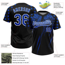 Laden Sie das Bild in den Galerie-Viewer, Uksn Individuelles Schwarz Gewitterblau-Weiß Used-Look Kratzer Pinselstrich Stern Raglanärmel Zweiknopf Unisex Softball-Trikot
