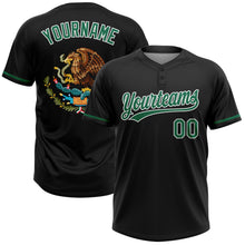 Laden Sie das Bild in den Galerie-Viewer, Uksn Individuelles Schwarz Kelly-Grün-Weiß Mexiko Zweiknopf Unisex Softball-Trikot
