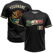 Laden Sie das Bild in den Galerie-Viewer, Uksn Individuelles Schwarz Vintage mexikanische Flagge-Creme Mexiko Zweiknopf Unisex Softball-Trikot

