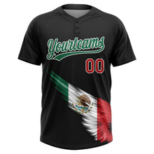Laden Sie das Bild in den Galerie-Viewer, Uksn Individuelles Schwarz Kelly-Grün Rot-Weiß The abstrakt Flügel mit Mexikanische Flagge Zweiknopf Unisex Softball-Trikot
