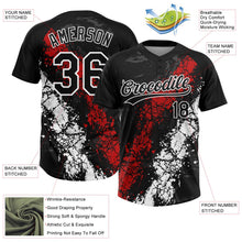 Laden Sie das Bild in den Galerie-Viewer, Uksn Individuelles Schwarz Rot-Weiß Tropf-Spritzklecks gebrochene Textur Zweiknopf Unisex Softball-Trikot
