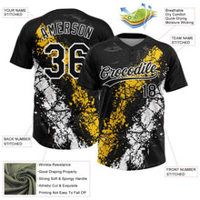 Laden Sie das Bild in den Galerie-Viewer, Uksn Individuelles Schwarz Gelb-Weiß Tropf-Spritzklecks gebrochene Textur Zweiknopf Unisex Softball-Trikot
