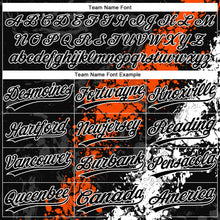 Laden Sie das Bild in den Galerie-Viewer, Uksn Individuelles Schwarz Orange-Weiß Tropf-Spritzklecks gebrochene Textur Zweiknopf Unisex Softball-Trikot
