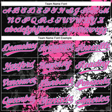 Laden Sie das Bild in den Galerie-Viewer, Uksn Individuelles Schwarz Pink Weiß-Hellblau Tropf-Spritzklecks gebrochene Textur Zweiknopf Unisex Softball-Trikot
