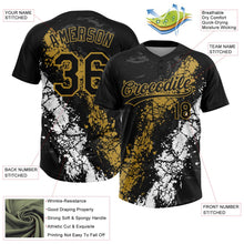 Laden Sie das Bild in den Galerie-Viewer, Uksn Individuelles Schwarz Altgold-Weiß Tropf-Spritzklecks gebrochene Textur Zweiknopf Unisex Softball-Trikot
