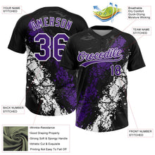 Laden Sie das Bild in den Galerie-Viewer, Uksn Individuelles Schwarz Violett-Weiß Tropf-Spritzklecks gebrochene Textur Zweiknopf Unisex Softball-Trikot
