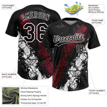 Laden Sie das Bild in den Galerie-Viewer, Uksn Individuelles Schwarz Karmesinrot-Weiß Tropf-Spritzklecks gebrochene Textur Zweiknopf Unisex Softball-Trikot
