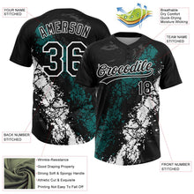 Laden Sie das Bild in den Galerie-Viewer, Uksn Individuelles Schwarz Petrol-Weiß Tropf-Spritzklecks gebrochene Textur Zweiknopf Unisex Softball-Trikot
