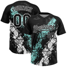 Laden Sie das Bild in den Galerie-Viewer, Uksn Individuelles Schwarz Eisblau-Weiß Tropf-Spritzklecks gebrochene Textur Zweiknopf Unisex Softball-Trikot
