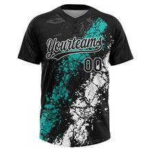 Laden Sie das Bild in den Galerie-Viewer, Uksn Individuelles Schwarz Aqua-Weiß Tropf-Spritzklecks gebrochene Textur Zweiknopf Unisex Softball-Trikot
