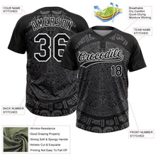 Laden Sie das Bild in den Galerie-Viewer, Uksn Individuelles Schwarz Stahlgrau-Weiß ethnisch aztekisch mexikanisch Erbe Zweiknopf Unisex Softball-Trikot
